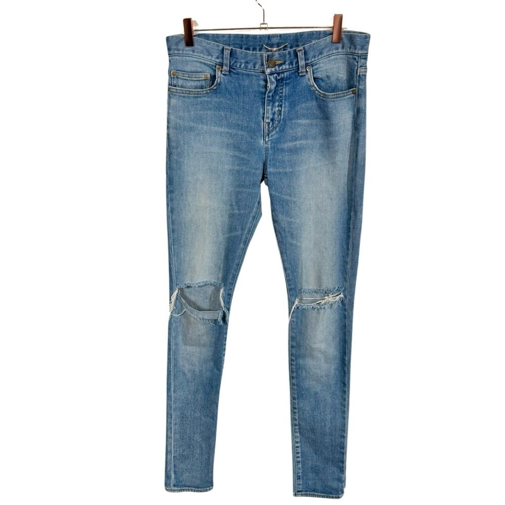Saint Laurent D01 W/SK - LW Skinny Fit Distressed Denim Jeans